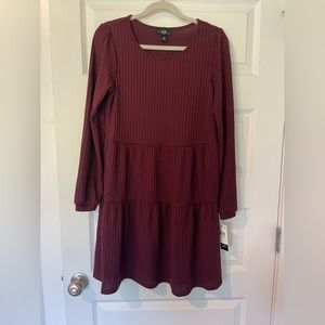 NWT- AGB- Burgundy Long Sleeve Dress- Size Medium
